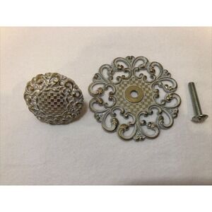 Allison Japan Vintage Ornate French Provincial White Gold Backplate and Knob